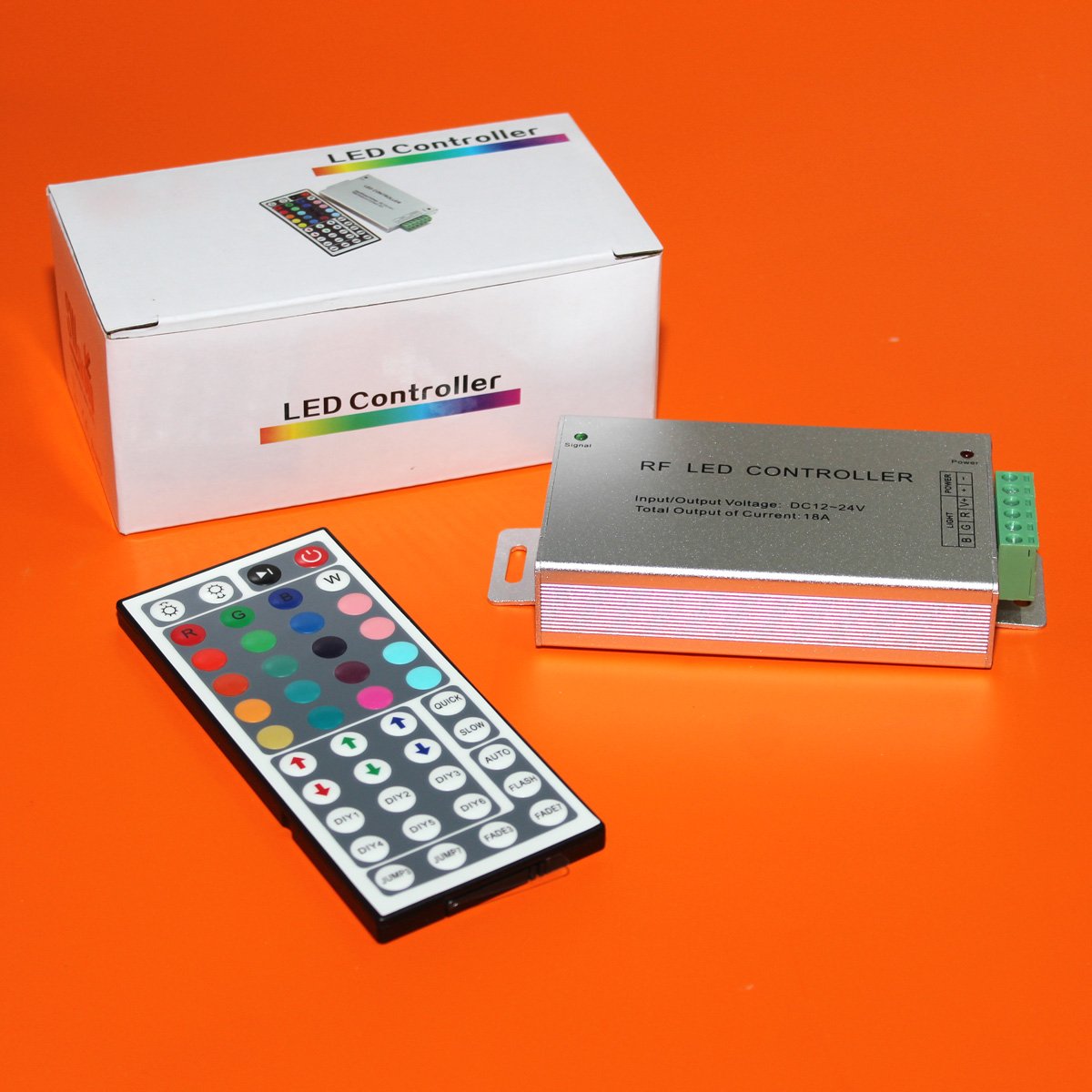 RGB контроллер для модулей и лент 12-24V, 3*6A (18A total) 44rf